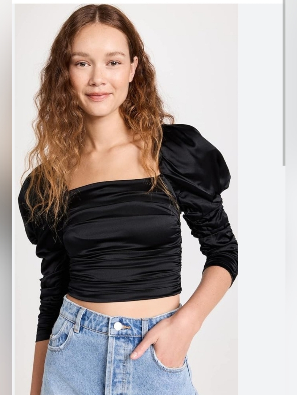 Alice + Olivia Katrice ruched puff-sleeve top size 0 $495 - Picture 3 of 16
